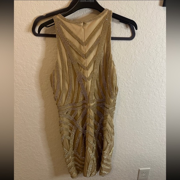 Jovani Gold Dress with crystals, used once, sz 10. - Picture 3 of 4